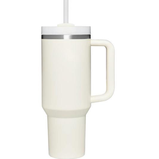 Off White Color Stainless Steel Tumbler with Handle & Straw Lid