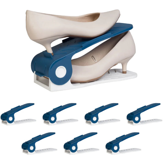 Adjustable Folding Shoe Slots Organizer (Pack of 2, For 2 Pairs Shoes)